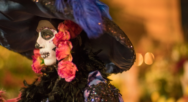A "Catrina" costume in Mixquic