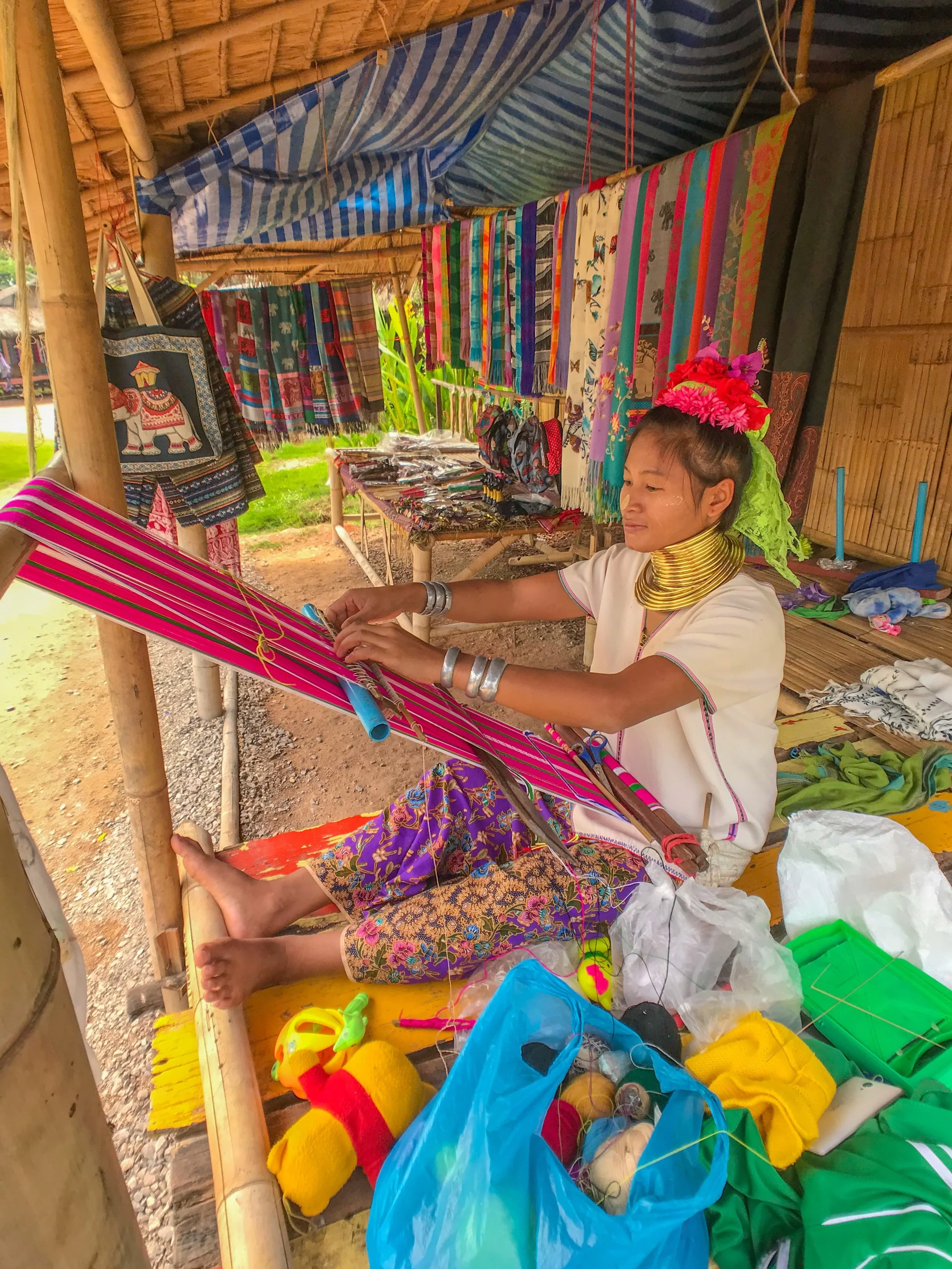 The Karen sell handicrafts and textiles to tourists to support themselves