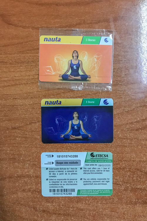 Etecsa WiFi Internet cards are usually available in 1-hour and 5-hour blocks