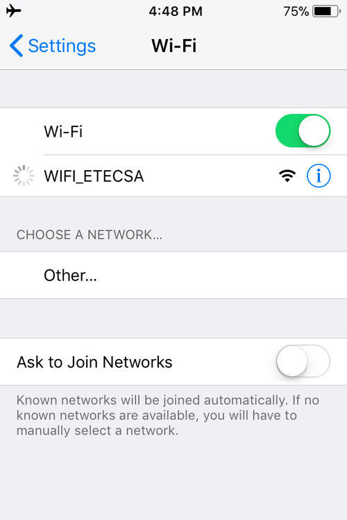 Choose the “ETECSA” network