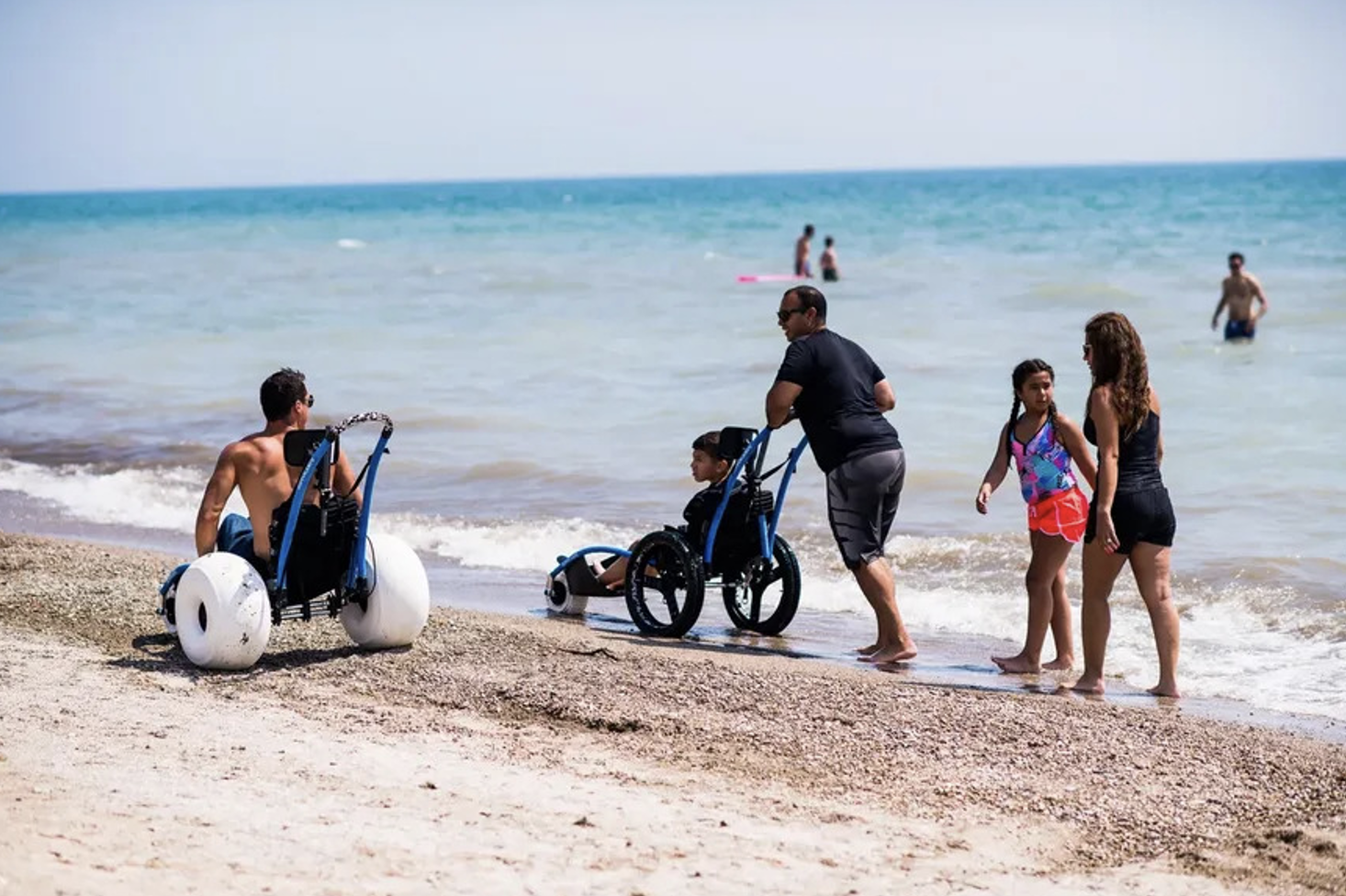 Wheelchairs on the beach in Milwaukee, Wisconsin