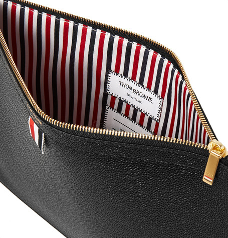 THOM BROWNE Pebble-Grain Leather Pouch