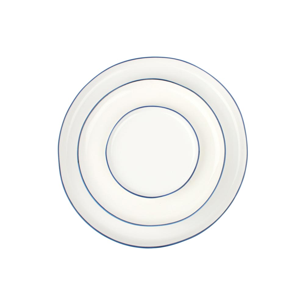 Abbesses Large Plate with Blue Rim