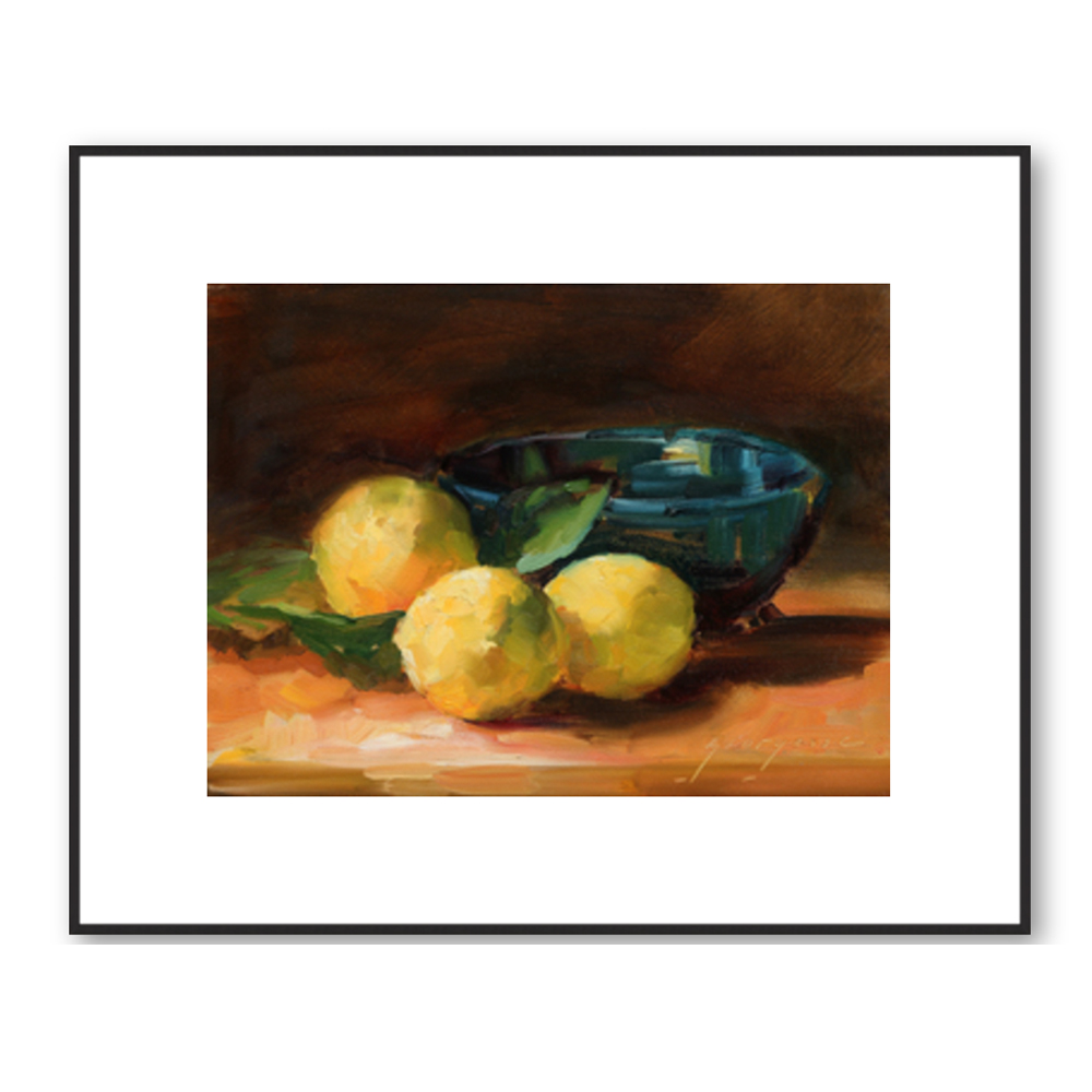 Lemons and Blue Bowl by Georgesse Gomez