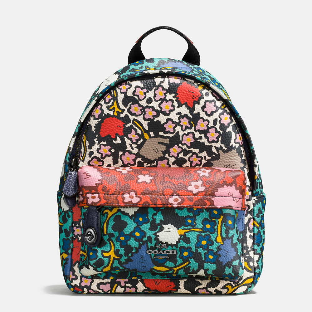MINI campus backpack in multi floral print leather