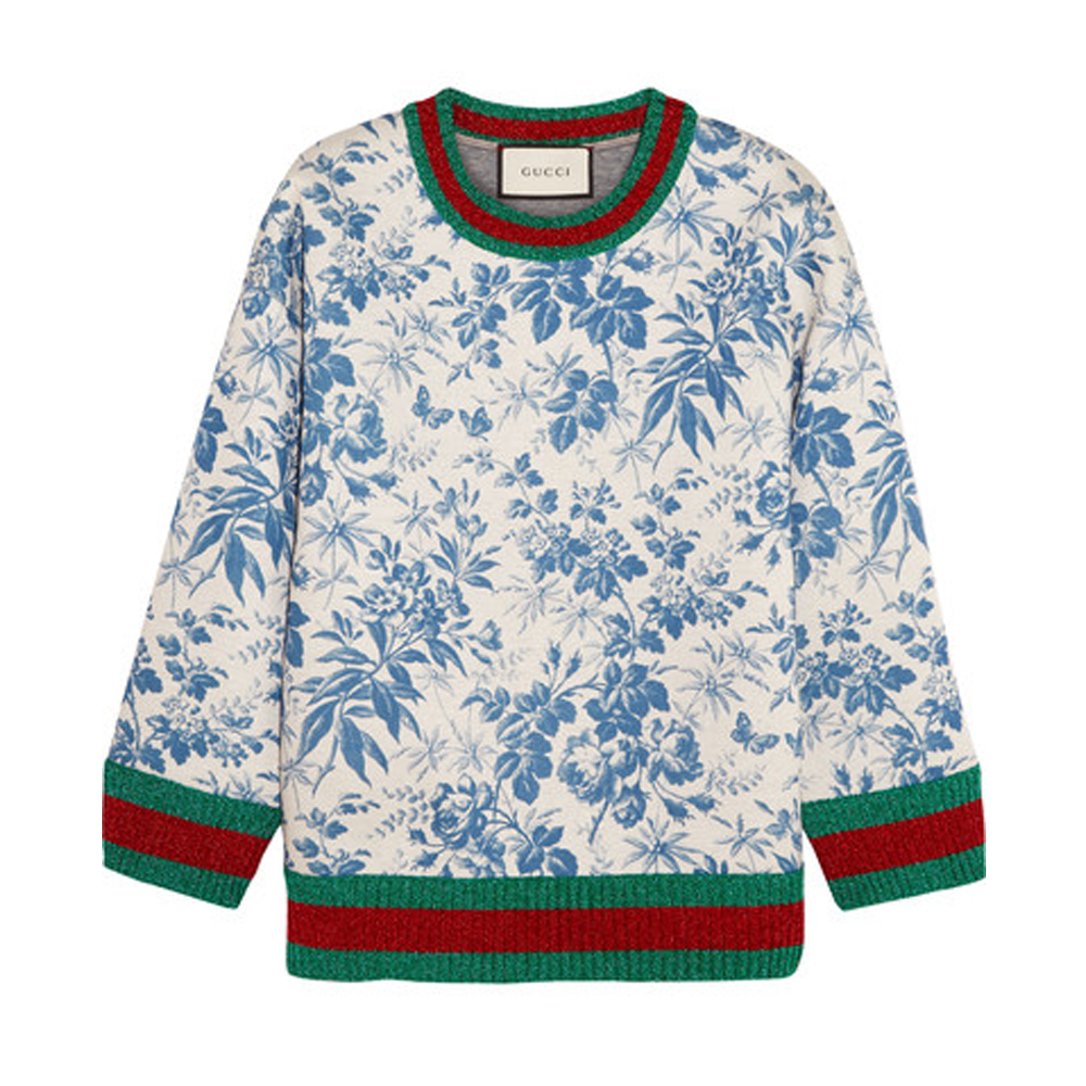 GUCCI Printed bonded cotton-jersey sweatshirt
