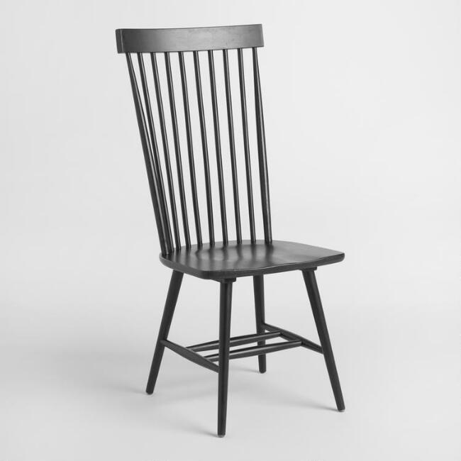   Black Wood Kamron High Back Windsor Chairs 