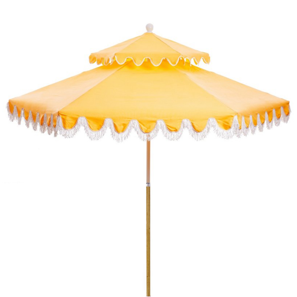 Daiana Two-Tier Fringe Patio Umbrella, Yellow