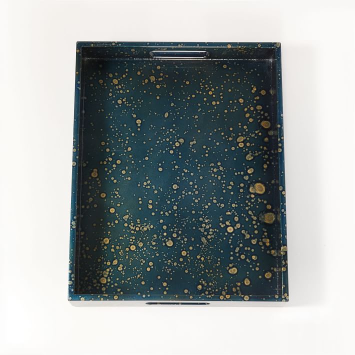 Oil Splatter Lacquer Tray, Nightshade, 14"X18"