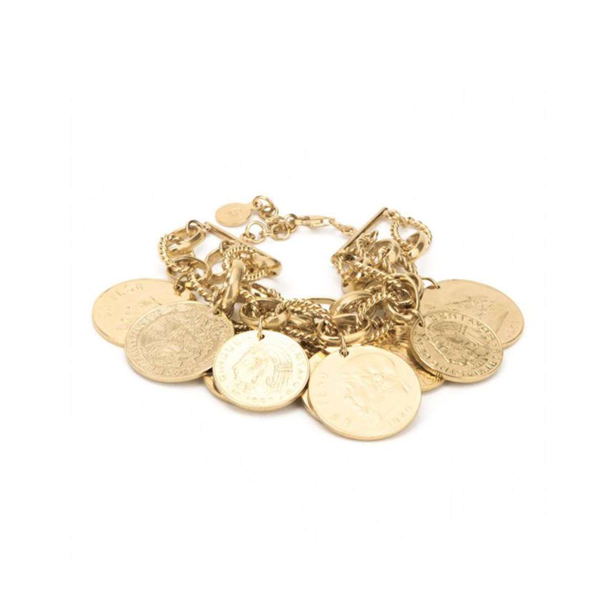 Gold-plated Mexican peso bracelet by Daniel Espinosa