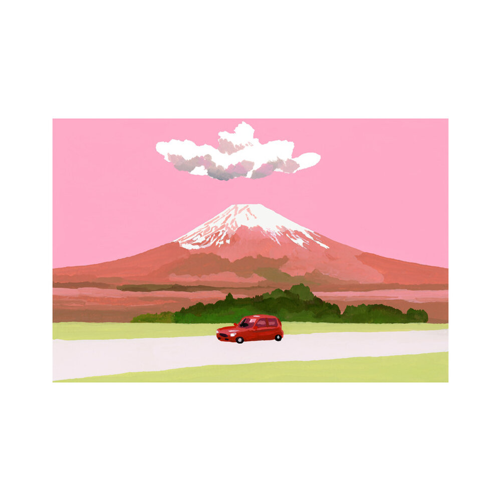 Pink sky and red car  BY HIROYUKI IZUTSU
