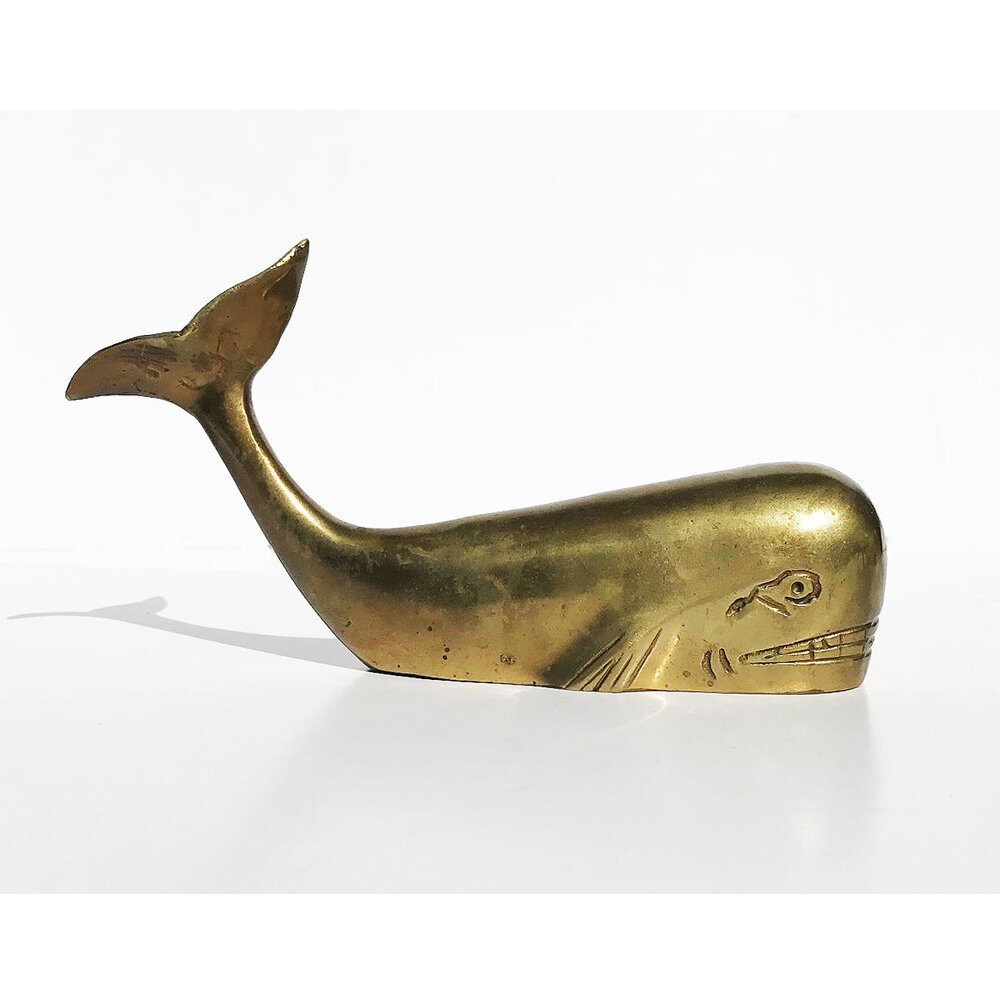VINTAGE BRASS WHALE PAPERWEIGHT