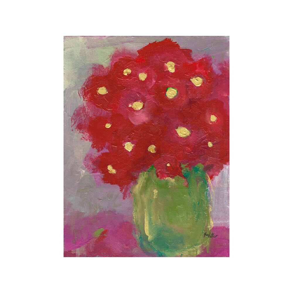 Red Poppies in A Green Vase  BY HILLARY HOSTETLER