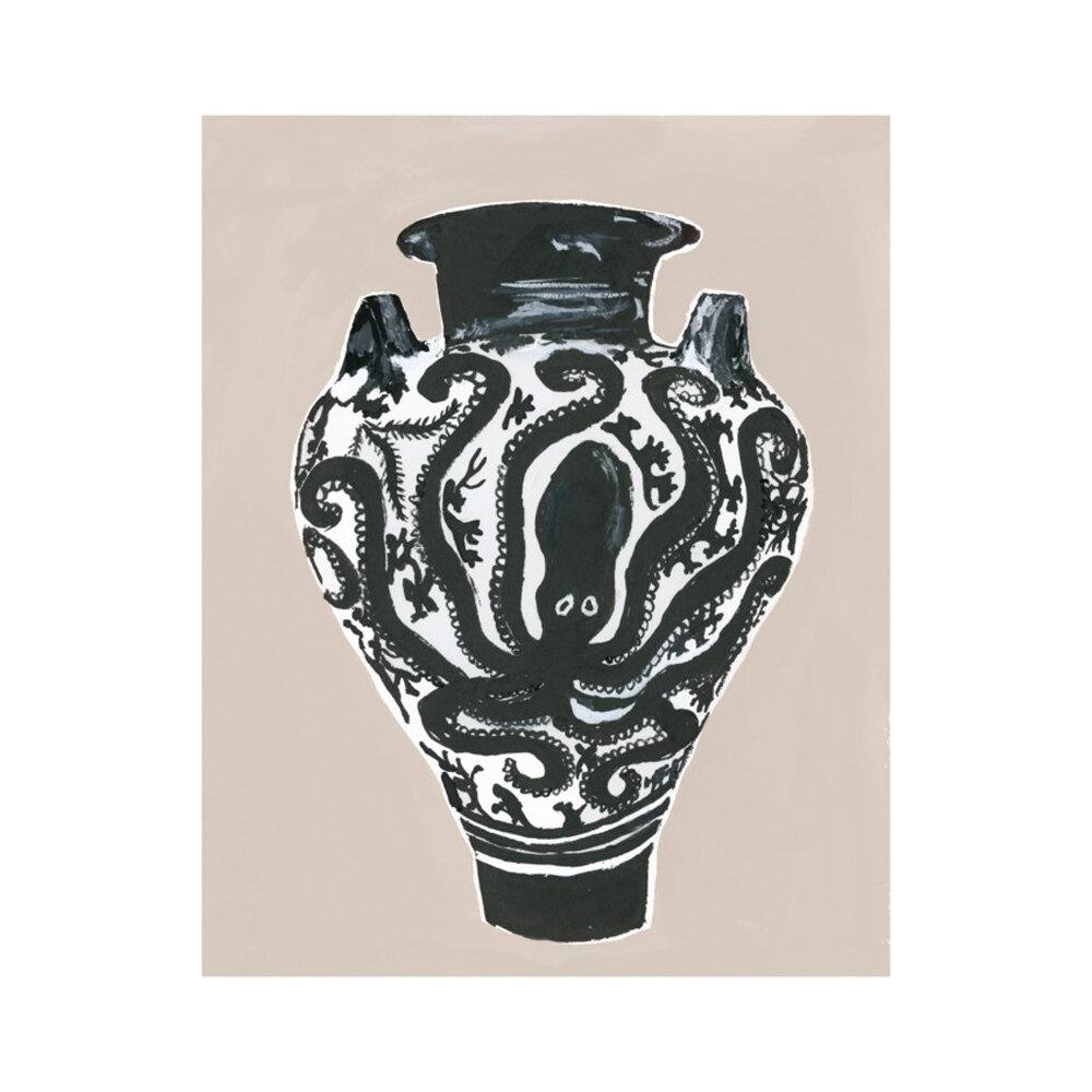 Minoan Black and White Optopus Vase  BY JACKIE CLARK MANCUSO