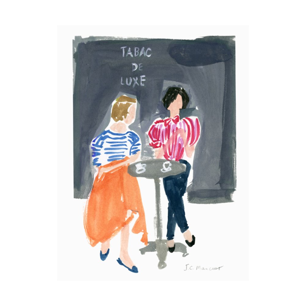 Two Women at Paris Café Terrace