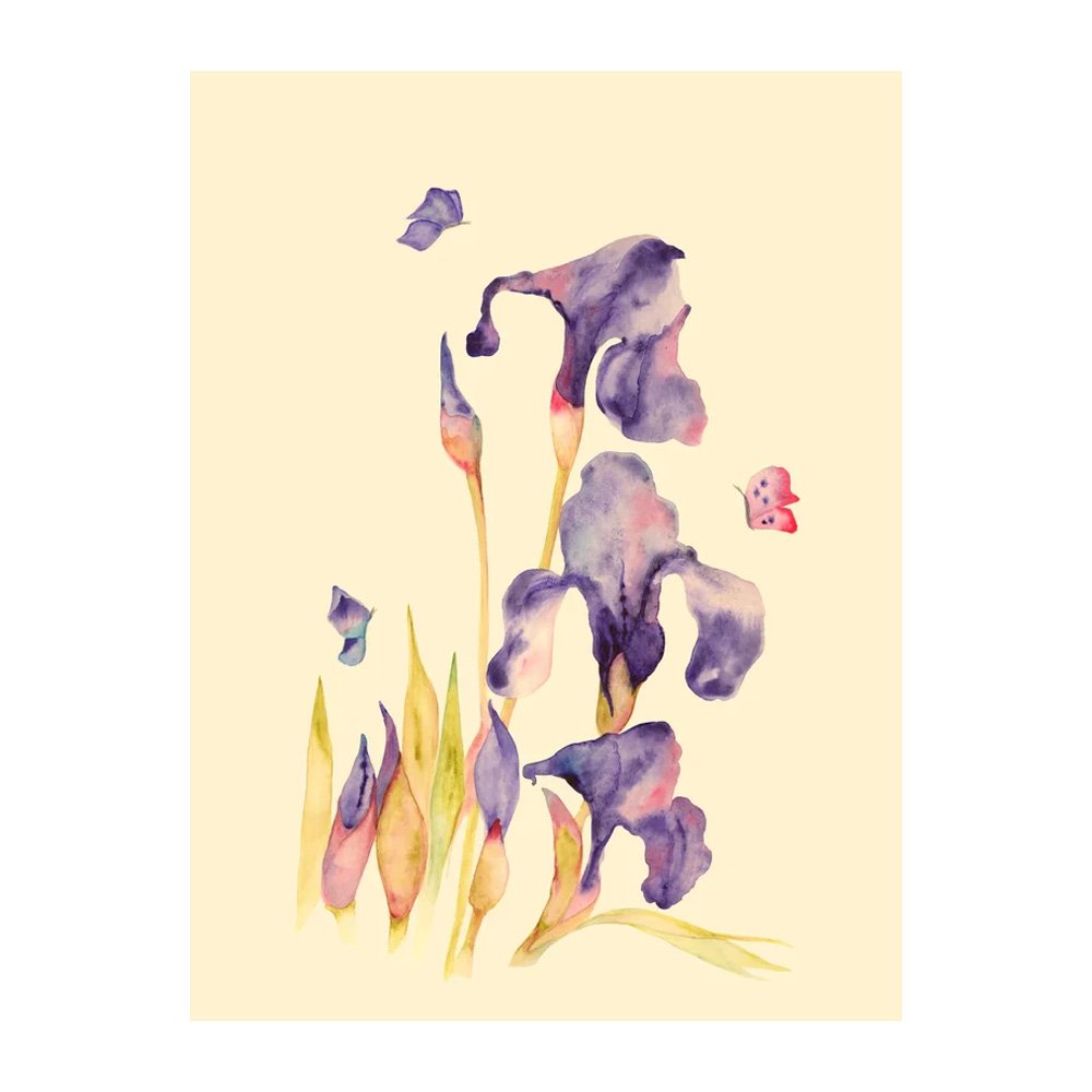 Irises and butterflies by LYUBOV FONAREVA