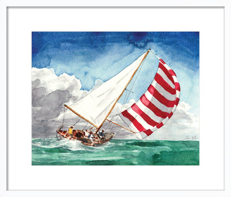 Striped sailboat by LAURA ROW