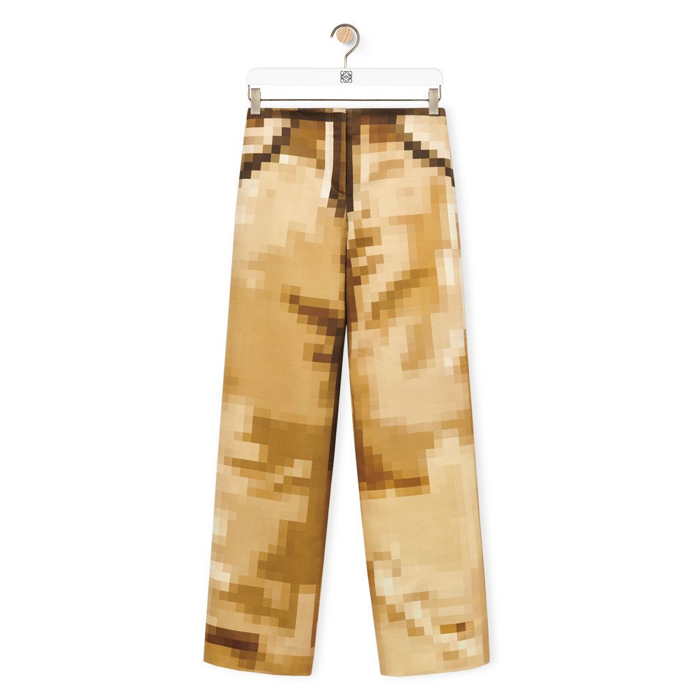 Pixelated trousers in silk, Loewe