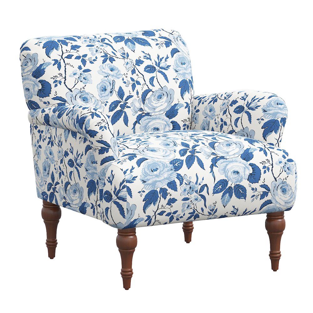 Traditional Accent Chair in Delft Chintz, The Inside
