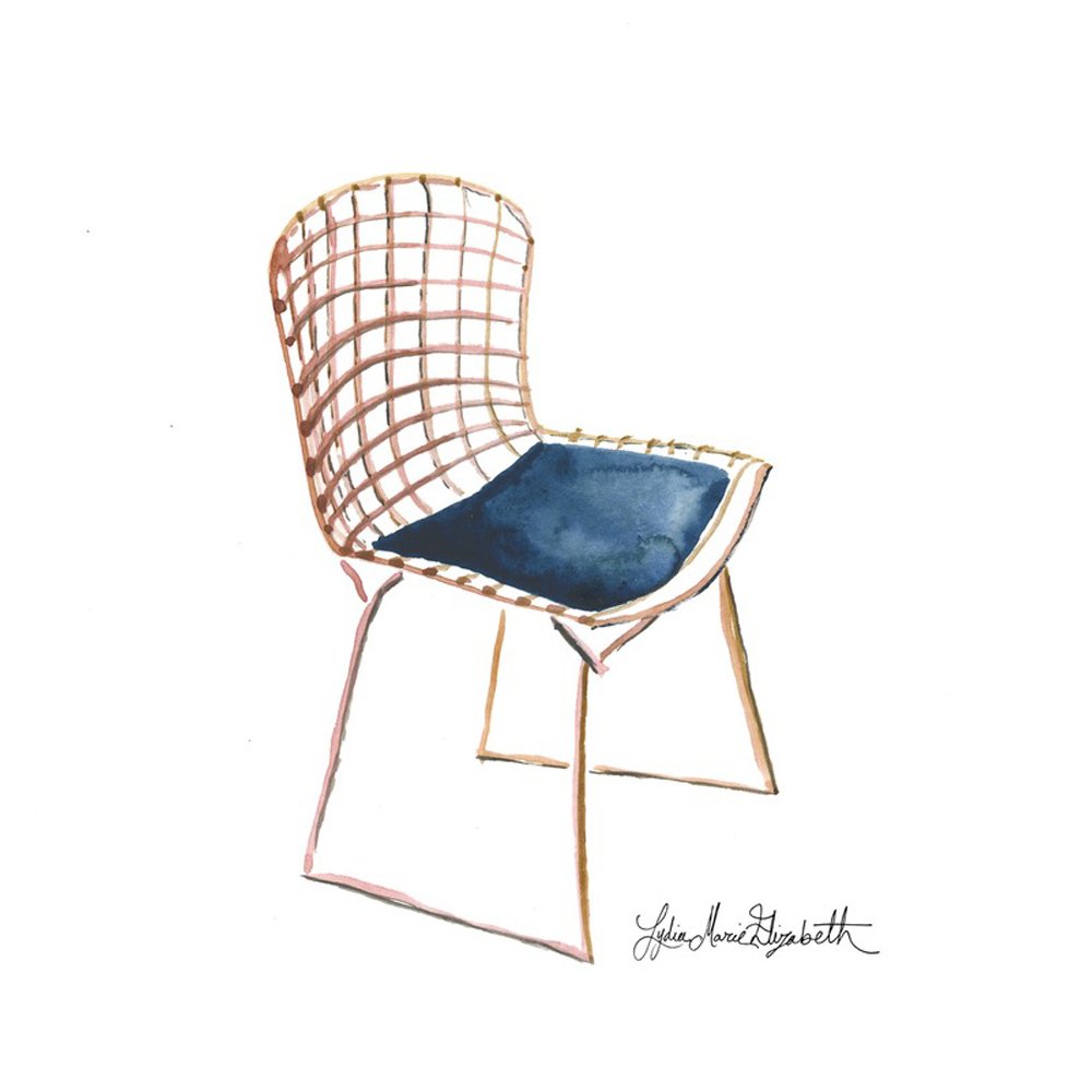 Portrait of the Bertoia Side Chair in Rose Gold by LYDIA MARIE ELIZABETH