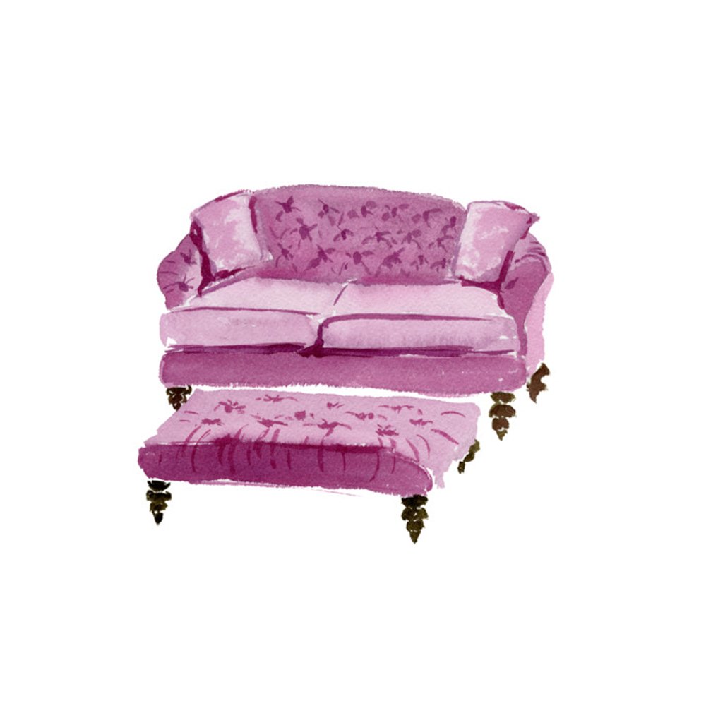 Purple Velvet Sofa by JILL DELAVAN