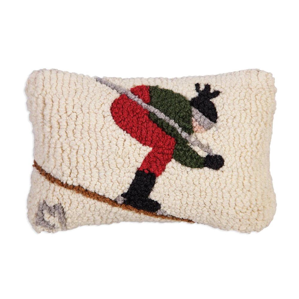 Downhill Skier Hooked Wool Pillow, Weston Table
