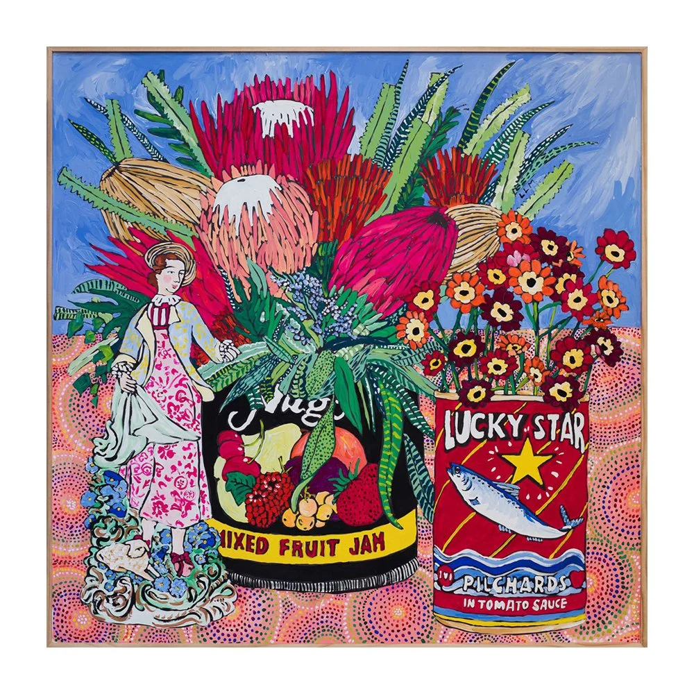 Pastoral Still Life with Proteas and Pantry Staples By Lara Lee Meintjes