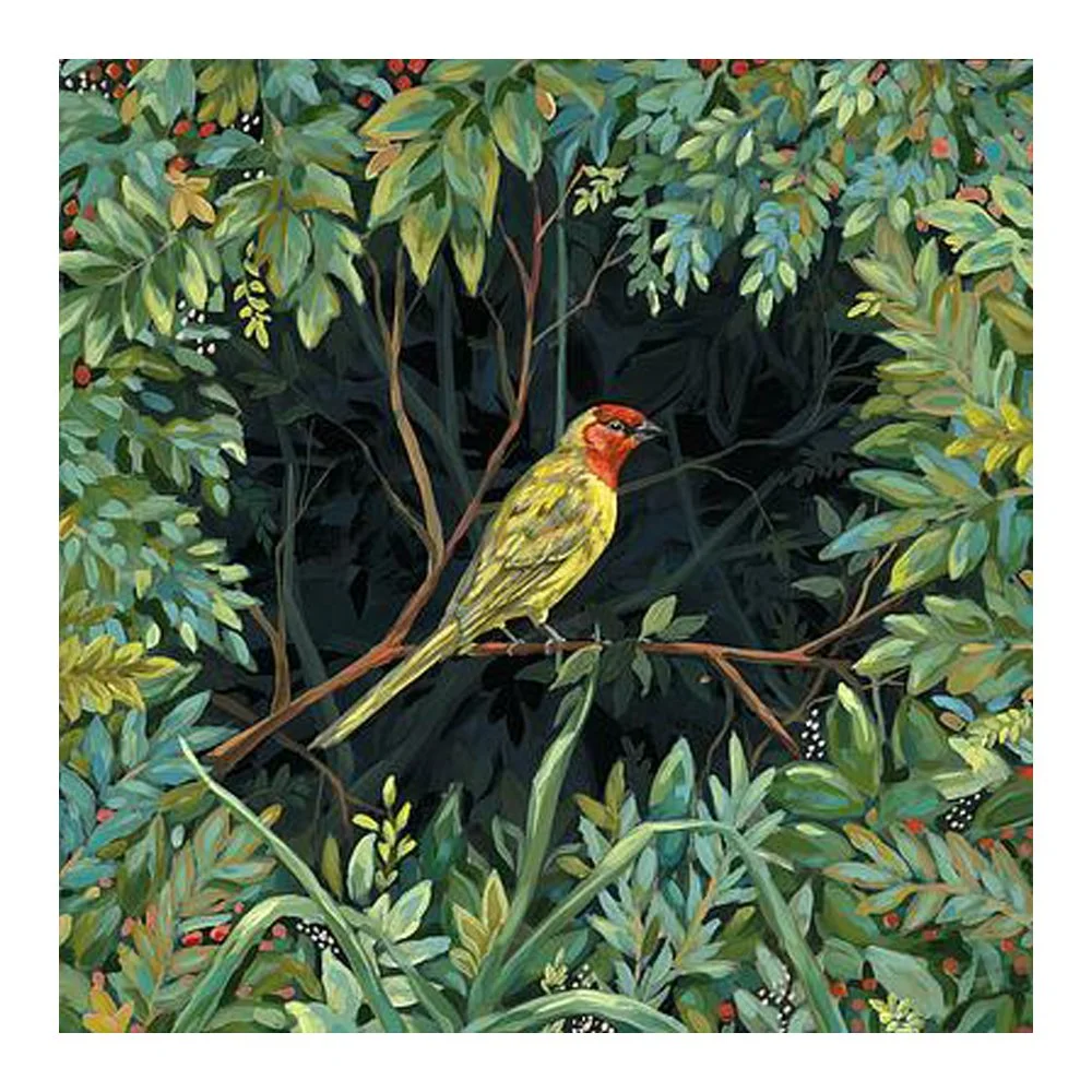 Red Headed Tanager in the Secret Garden By Meredith Raiford Akins