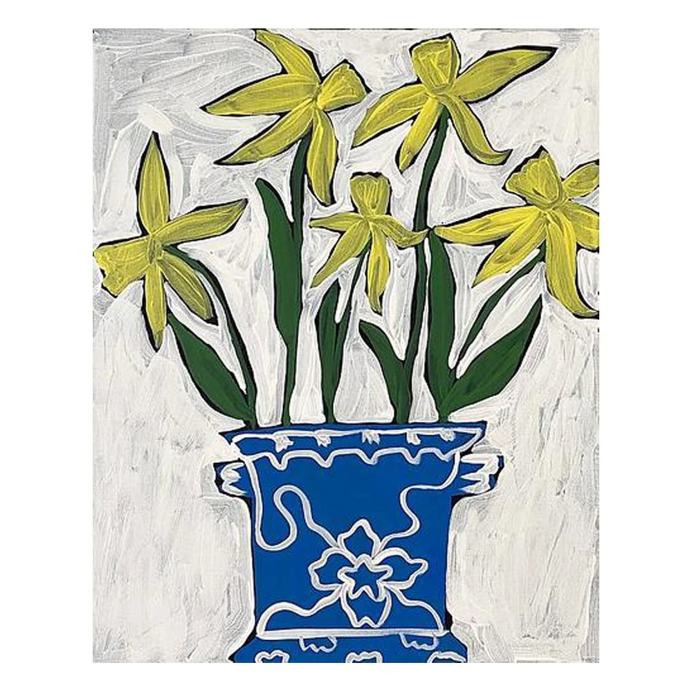 Daffodil in Chinoiserie Pot By J.E. Voges