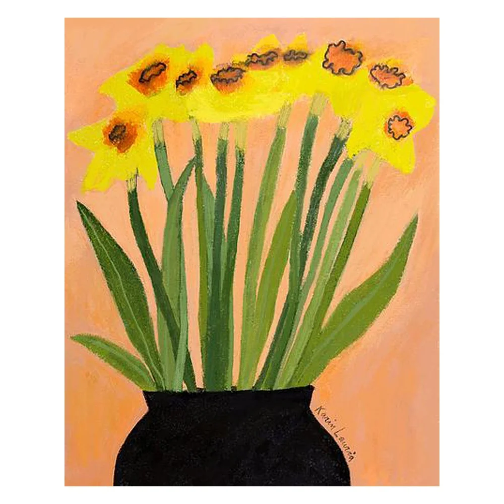 Daffodils – Yellow Floral Illustration, Spring Flower By Karin Lauria