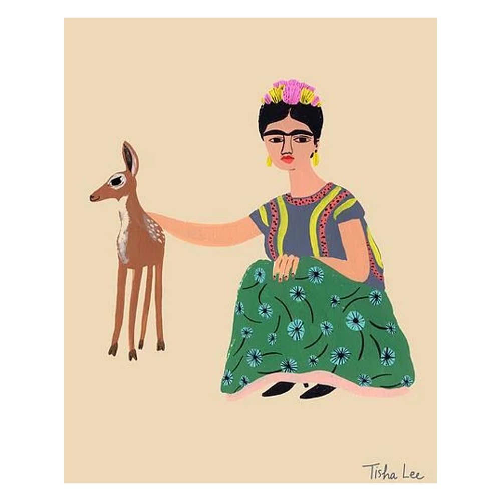 Frida Kahlo and Fawn By Tisha Lee