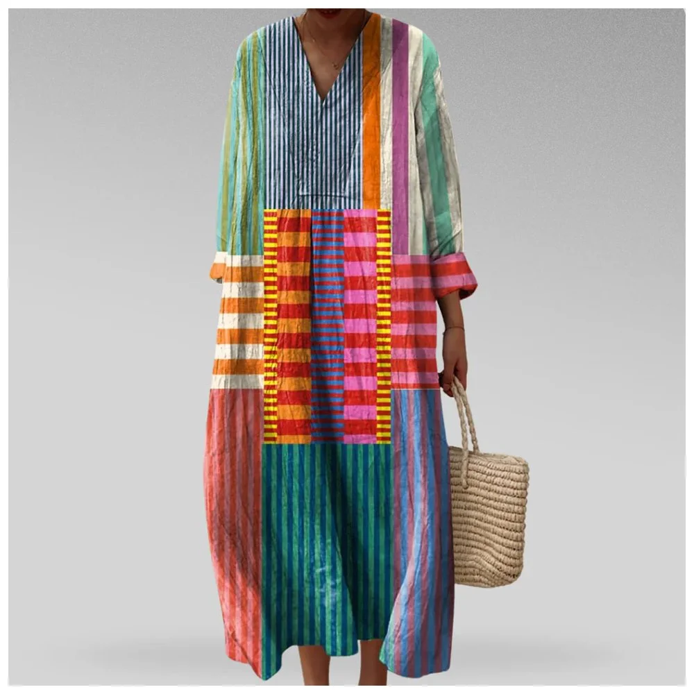 Maren | Women's Linen Colorblock Stripe Oversized Maxi Dress, $57, Carol &amp; Margaret