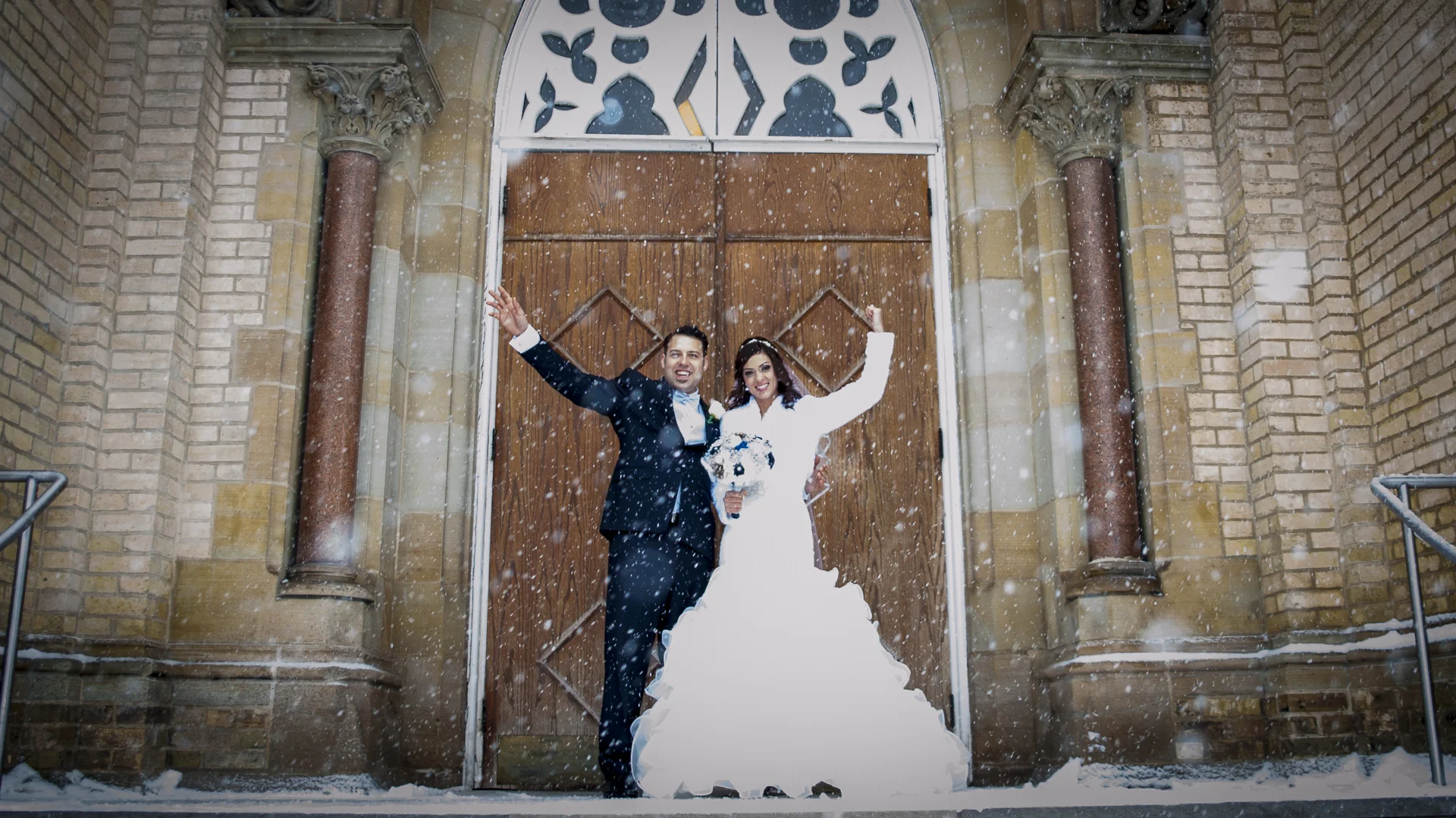 Snow Church Bride and Groom