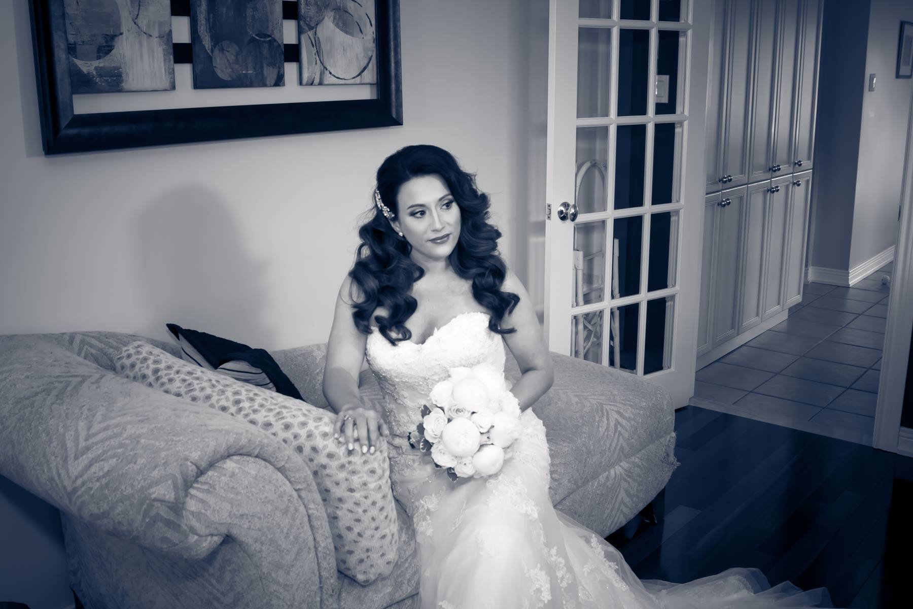 Bride on Divan in Black and White