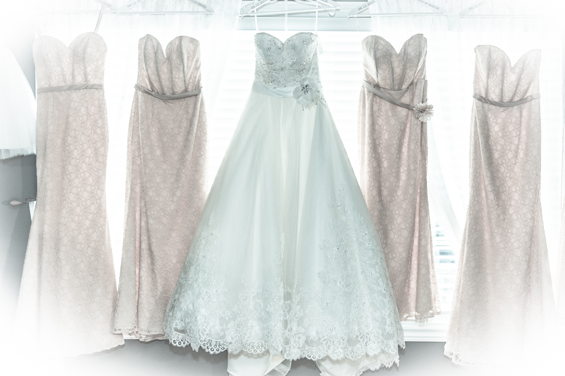 Bride dress and bridesmaid dressing