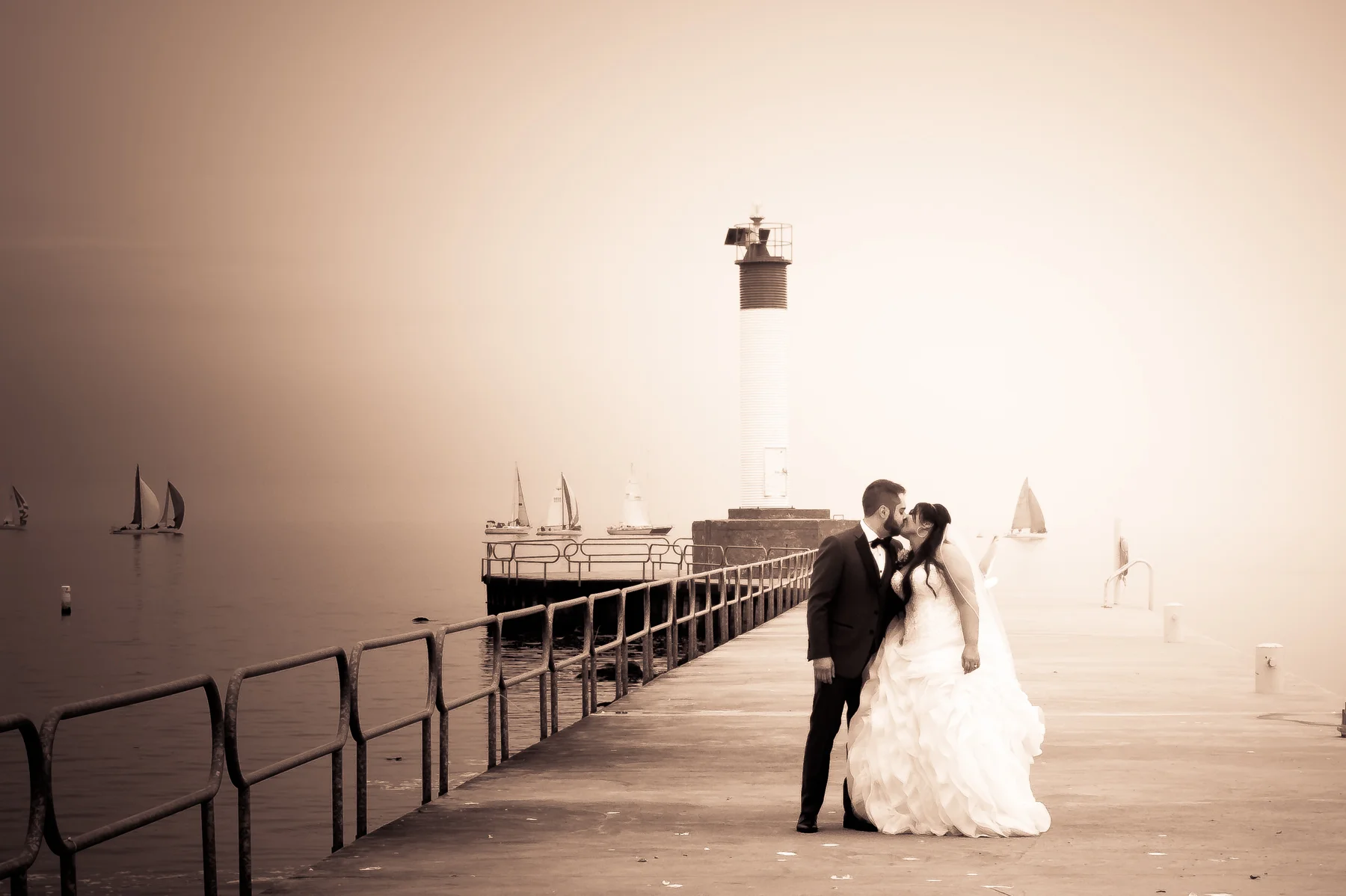 Romantic Fog wedding portrait shot in Oakville Ontario
