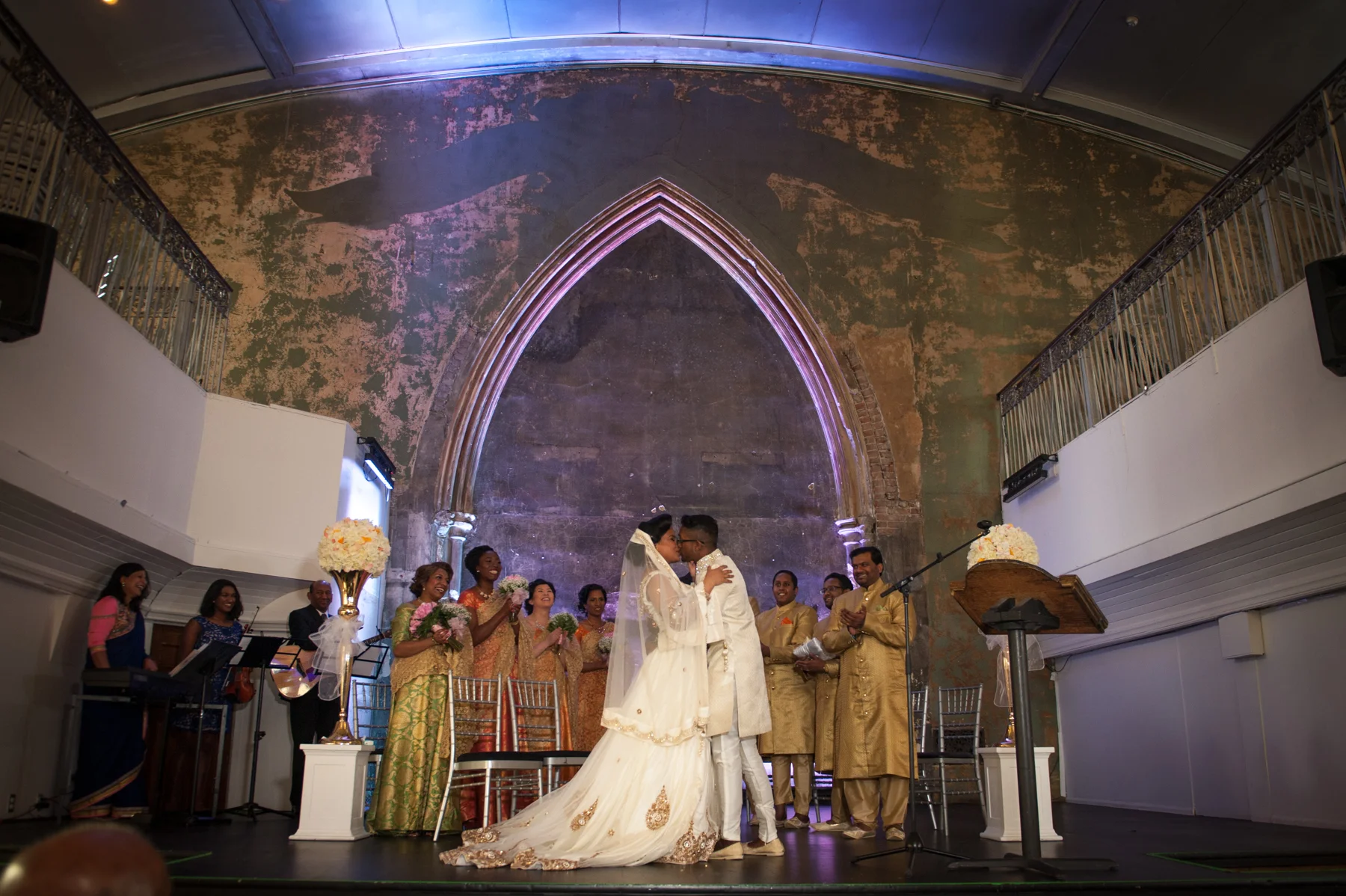 Berkley Church Wedding ceremony kiss