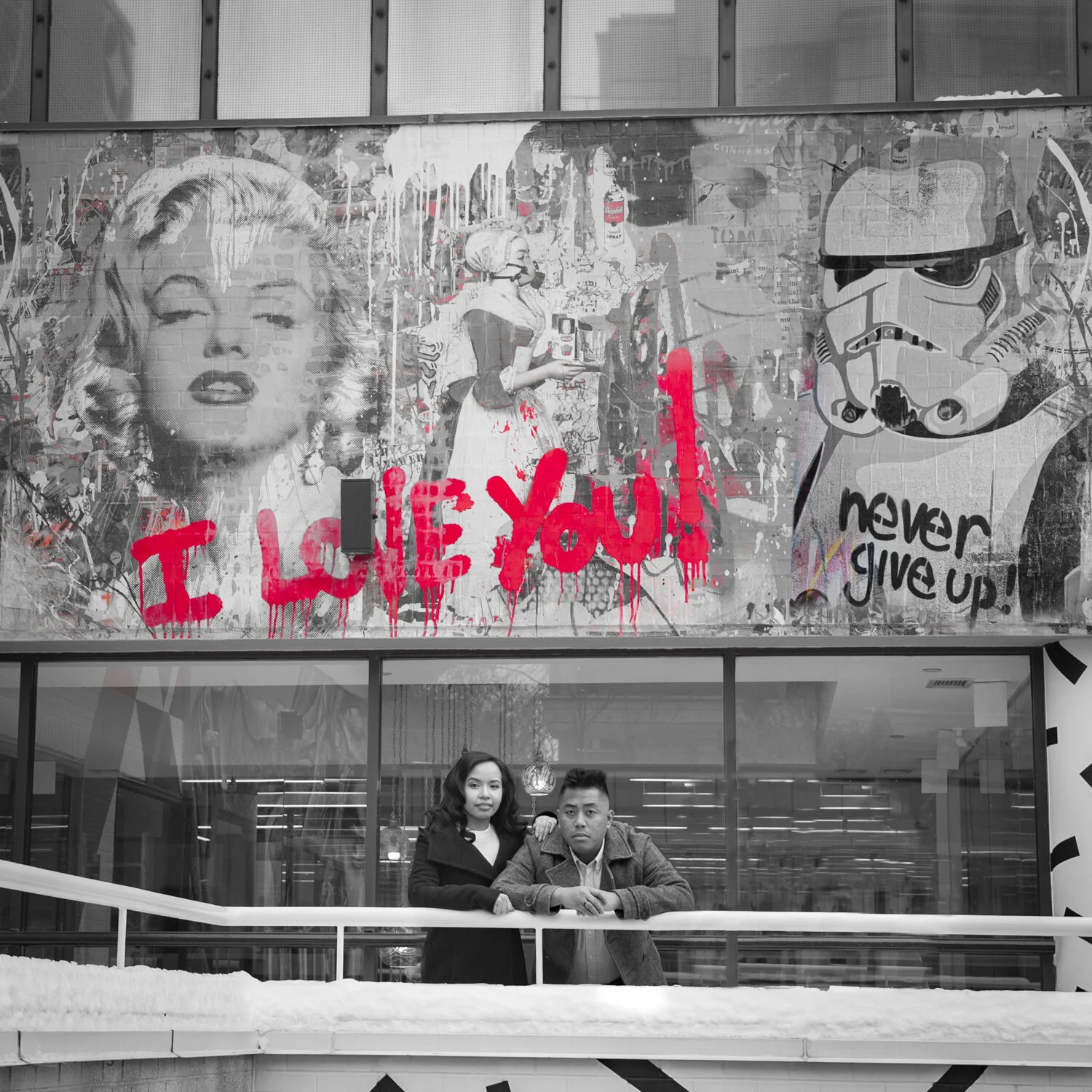 The final product Marilyn Monroe I LOVE YOU Stormtrooper Never give up Engagement Portrait