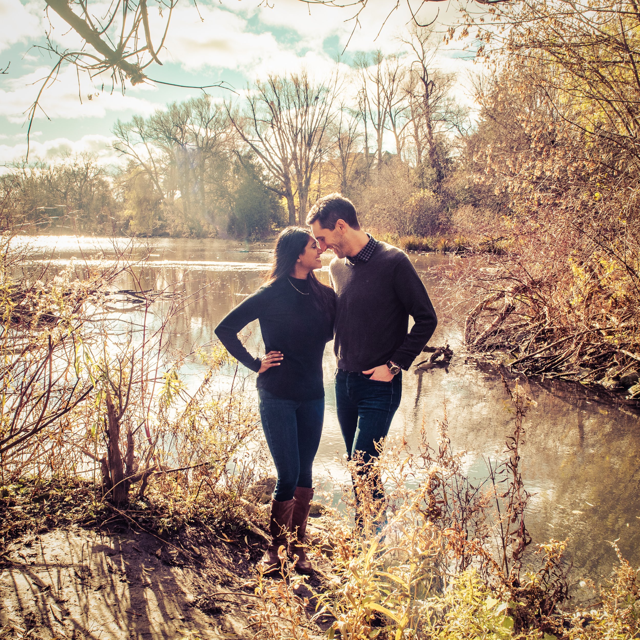 Mill Pond Fall Engagement Portrait