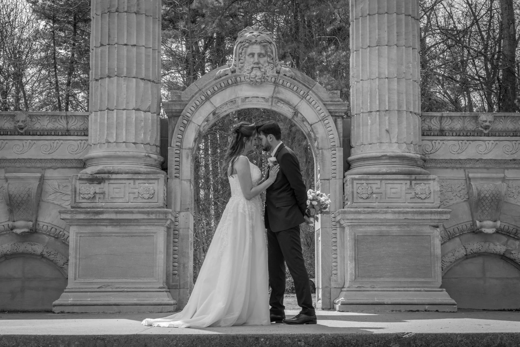 Sarah + Romen &mdash; your sneak peek from The Guild Inn.

Three generations gathered between stone columns for one afternoon. The archway framed what mattered most &mdash; two people leaning in while the whole world waited behind them.
We brought th