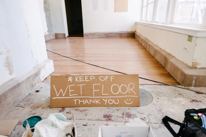 Hardwood floors that have been refinished in a downtown Seattle condominium.
