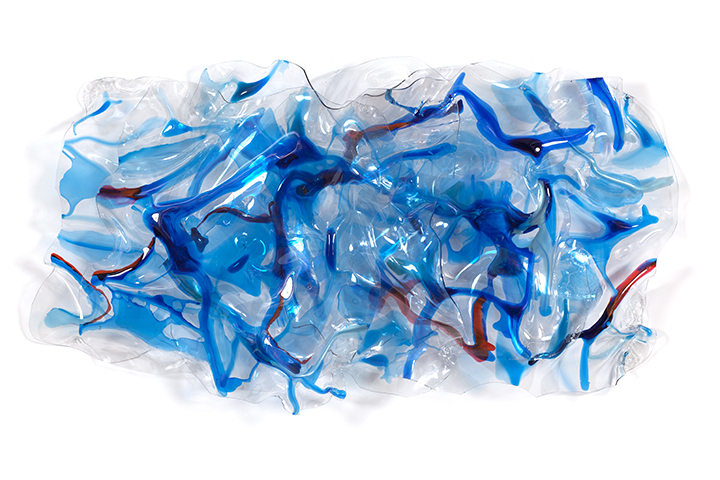 AZURE UNFOLD, 2012, Acrylic on Lexan, 62" x 32" x 10"
