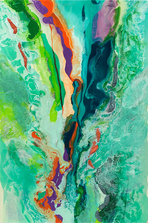 RUSHING RIVER, Acrylic on canvas, 2003, 78" x 52"
