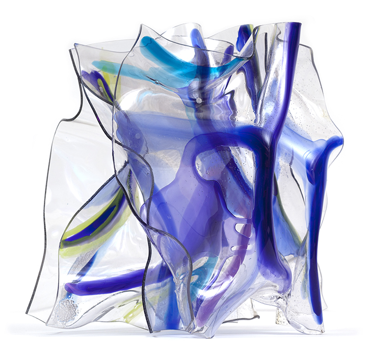 WATER FLOWS UNDER ICE, 2012, Acrylic on Lexan, 14' X 14" X 13"