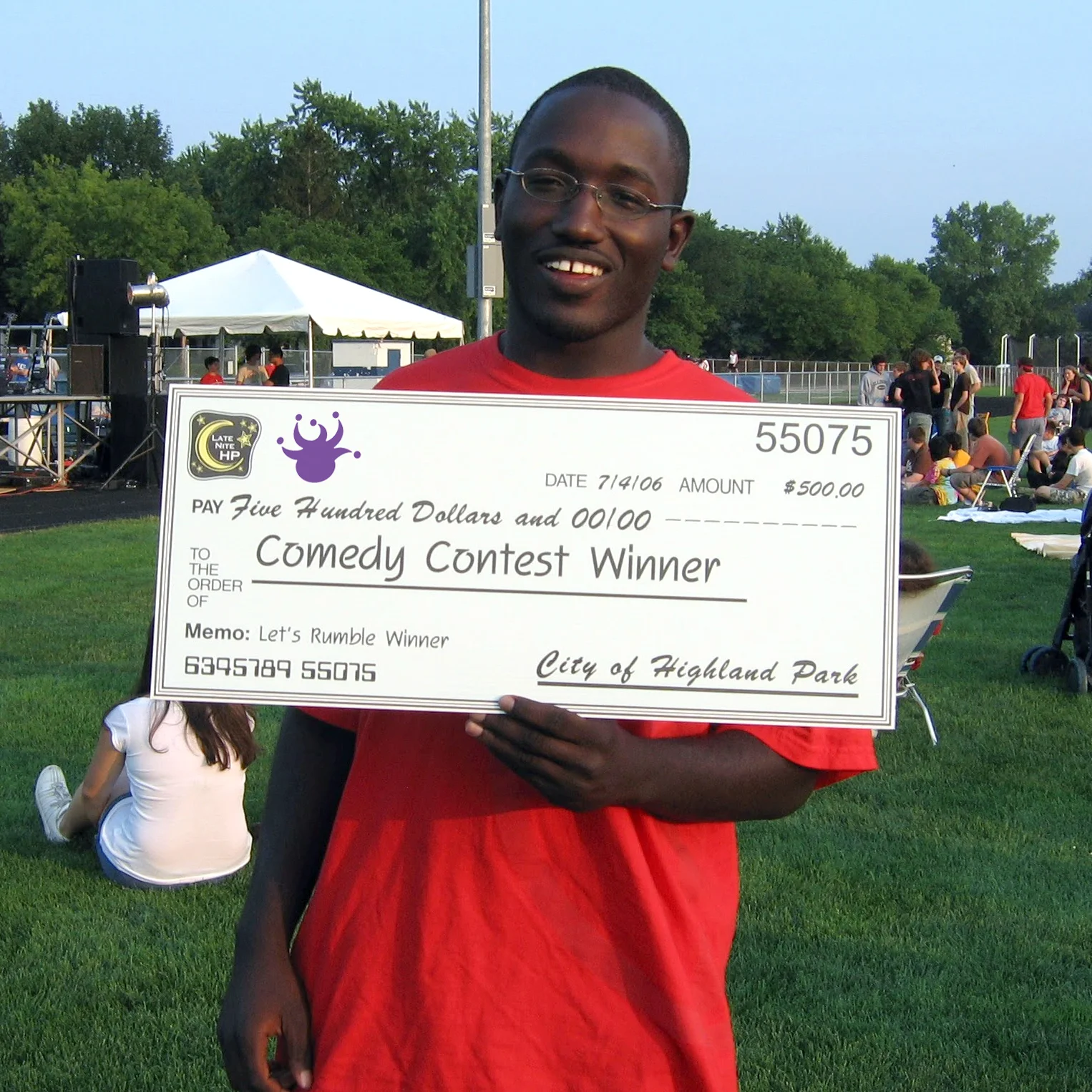 Comedian and actor Hannibal Buress , the Emcee of the inaugural Bitter Jester Music Festival, July 4, 2006. Hannibal was the winner of our Comedy Competition that ran in 2006/2007.