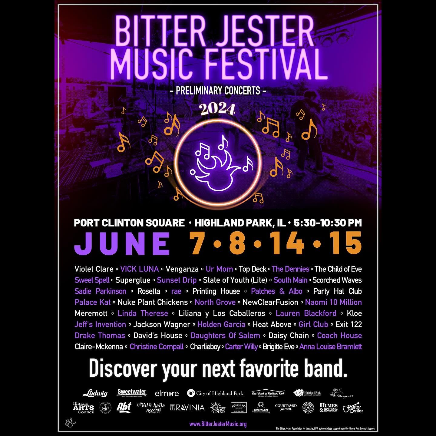 Bitter Jester Music Festival 2024 🎶 FULL LINEUP ANNOUNCED! 🎶 See you in June in Highland Park! More info in our bio link ⬆️ Discover your next favorite band at Bitter Jester!

BJMF is financially supported by @enjoyhighlandpark @firstbankhp @judysp