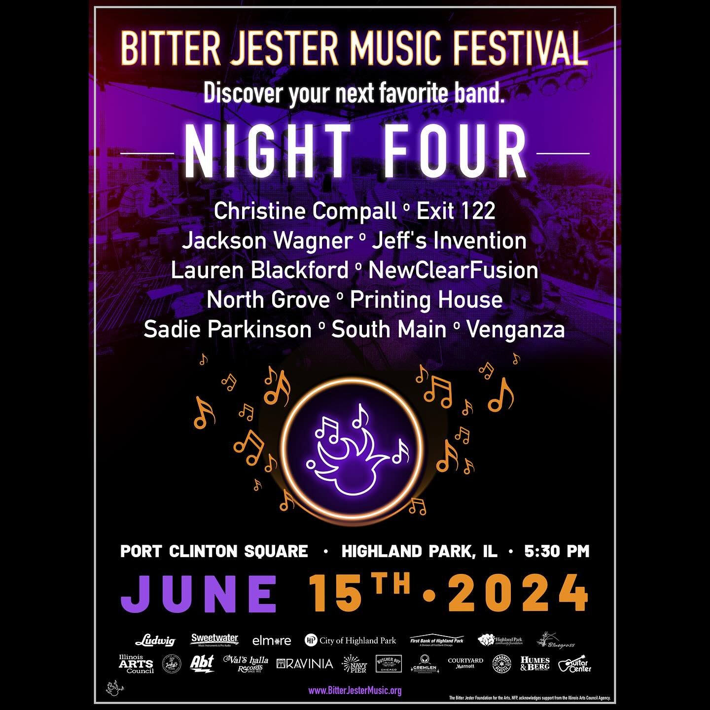 🎶 Bitter Jester Music Fest 2024 🎶 NIGHT FOUR LINEUP! Discover your next favorite band at Bitter Jester. See you June 15 in Highland Park! More info in our bio link ⬆️ 

Night 04 Performers:

*OPENING GUEST ARTISTS*
@christinecsings (IL)
@sadieparki