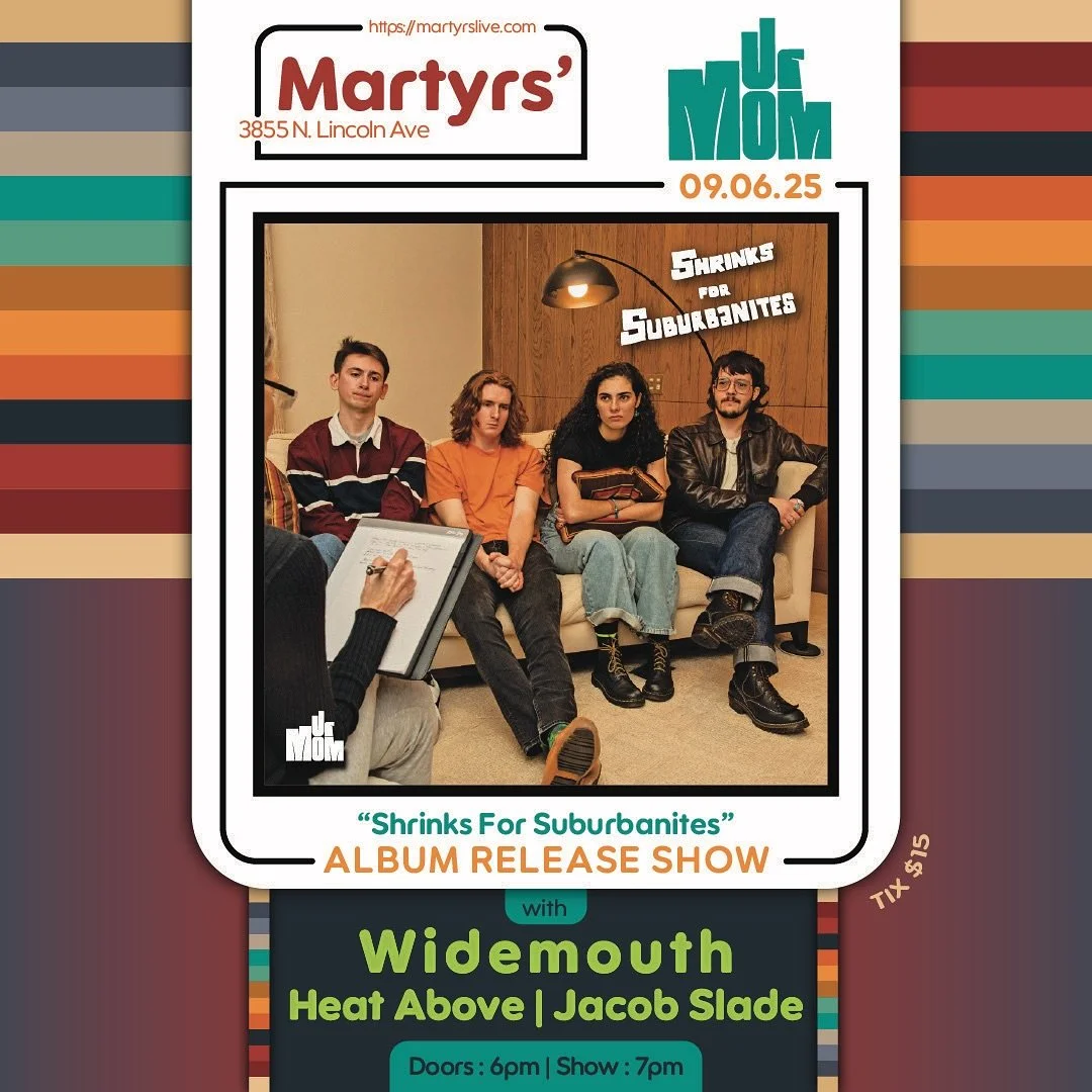 Hey Bitter Jester Fam! TONIGHT! @martyrslive - Ur Mom @weareurmom is hosting their Album Release Party for &ldquo;Shrinks for Suburbanites.&rdquo; Co-headlined by @widemouthband &mdash; Don&rsquo;t miss it if you&rsquo;re in Chicagoland! They&rsquo;r