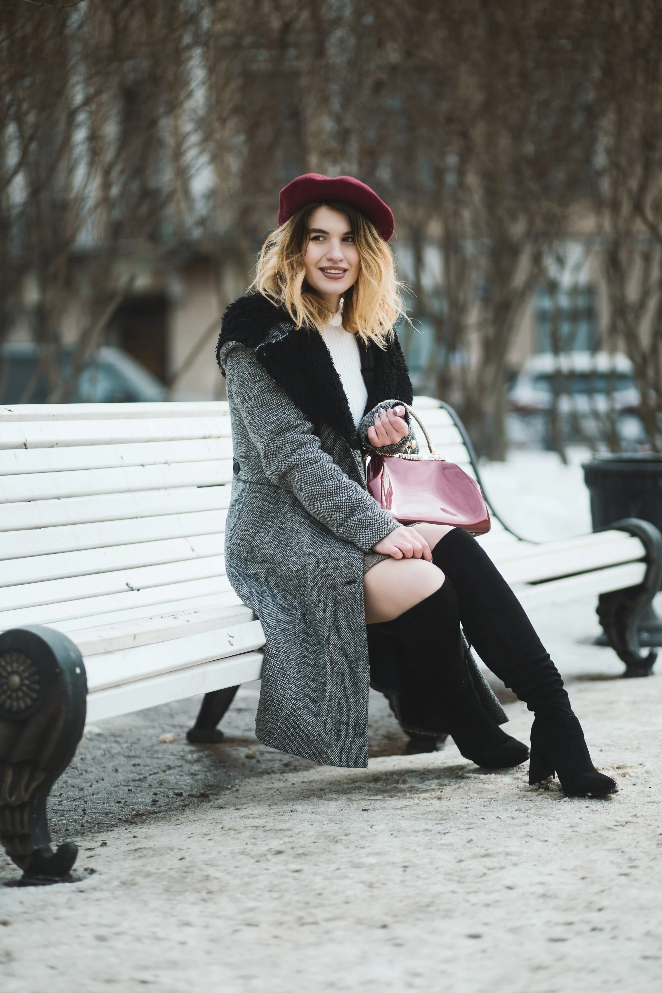 #ShootStyle : Layered Winter Look - Trench Coat | Purse | Turtleneck Shirt | Skirt | Thigh High Boots