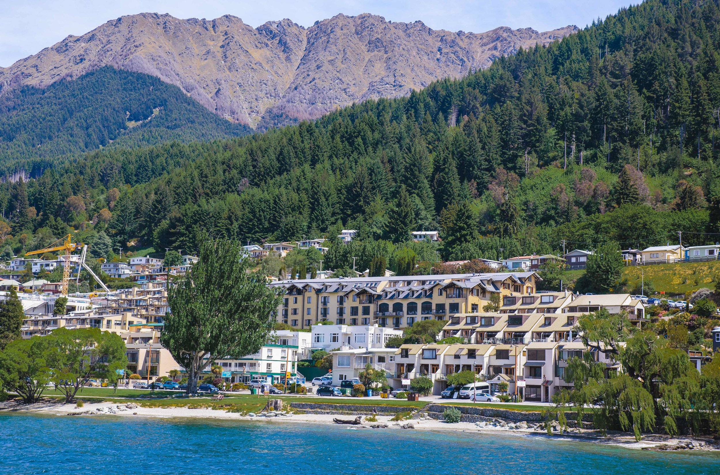 The view of the Hotel St Moritz while on the TSS Earnslaw